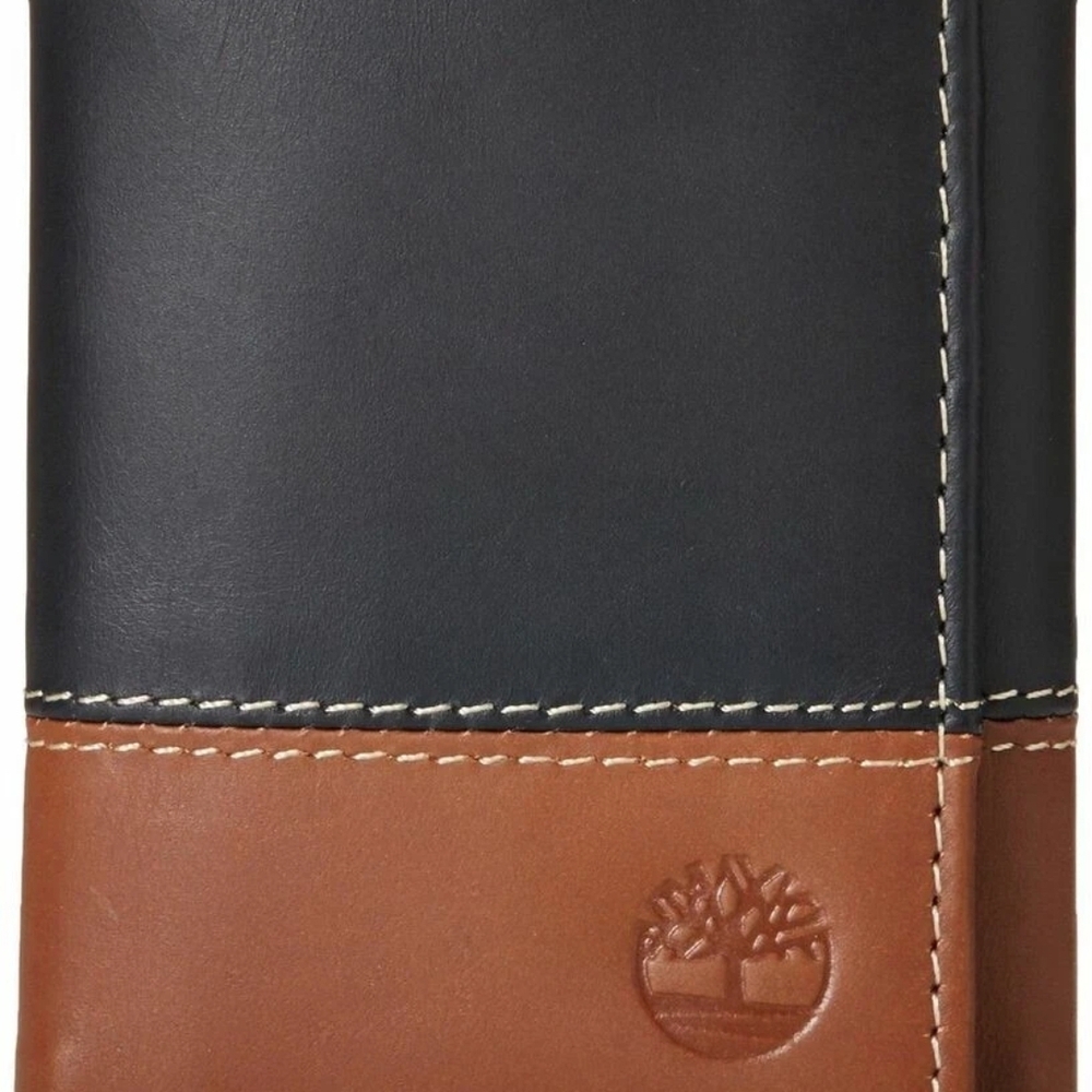 Timberland Black and Brown Leather Wallet